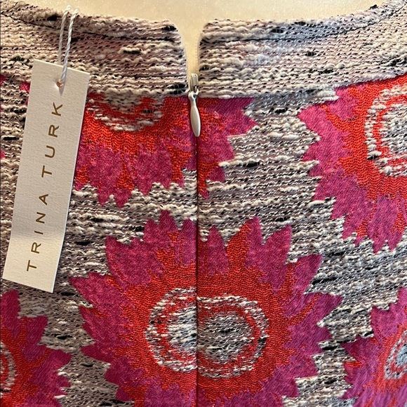 Trina Turk Pink and Tan Tweed Floral Mini Dress, NWT, 12 - Picture 3 of 7